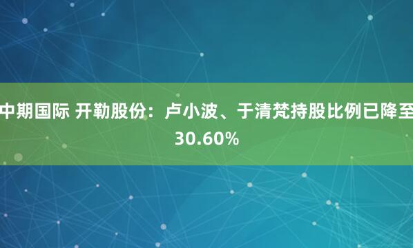 中期国际 开勒股份：卢小波、于清梵持股比例已降至30.60%