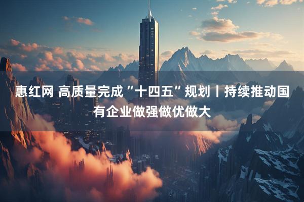惠红网 高质量完成“十四五”规划丨持续推动国有企业做强做优做大