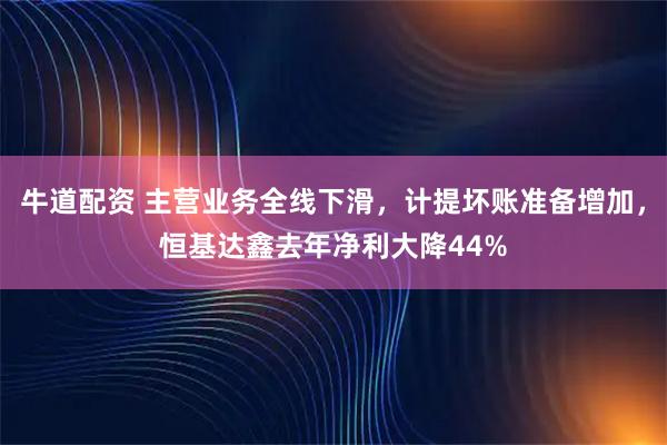 牛道配资 主营业务全线下滑，计提坏账准备增加，恒基达鑫去年净利大降44%