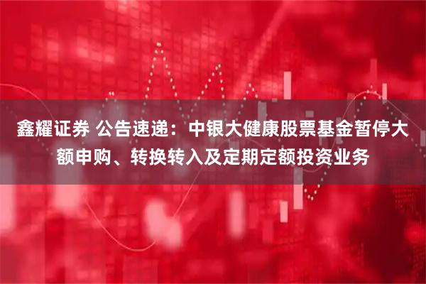 鑫耀证券 公告速递：中银大健康股票基金暂停大额申购、转换转入及定期定额投资业务